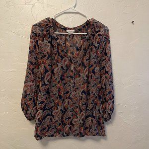 Navy Paisley Pattern Shirt - Liz Claiborne- Size M